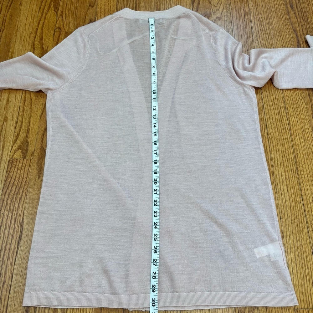 Loft pale pink linen rayon sheer open front long sleeve slouchy sweater cardigan - Picture 15 of 16